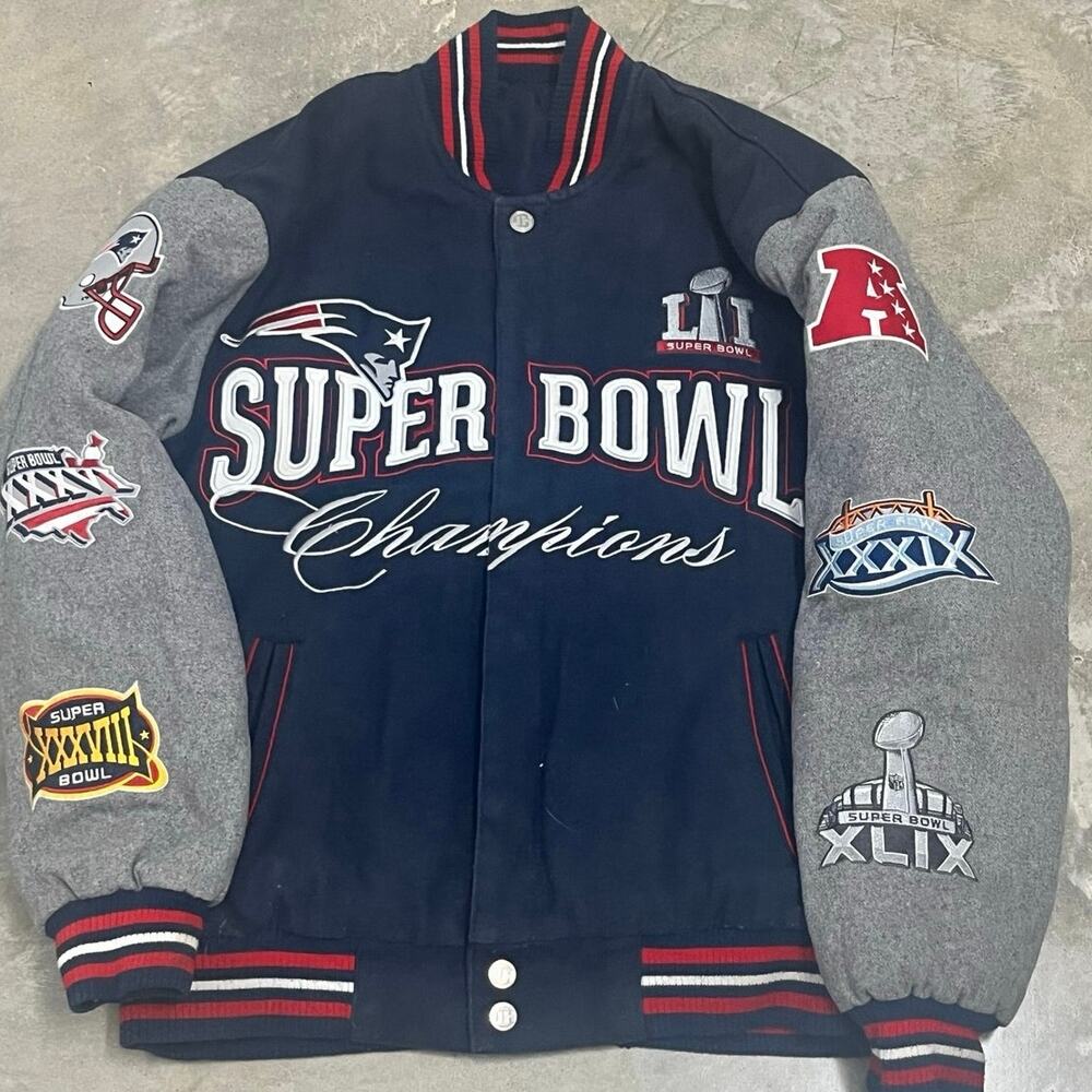 Vintage JH Design New England Patriots 5X Super Bowl Champions Reversible Jacket